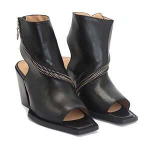 John Fluevog NYC City Spiral Open Toe Zip-Up Bootie